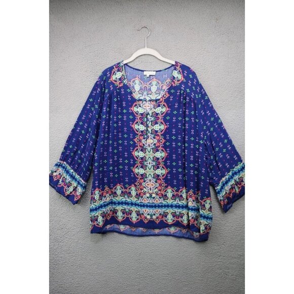 Adrienne Vittadini Tops - Adrienne Vittadini 3/4 Bell Sleeve Tunic-Size 3X-BOHO-Whimsigoth